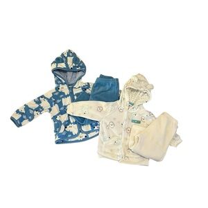 Carter’s Polar Bear Winter Fleece Zip Up Hoodies & Pants Sets (Bundle of 2)